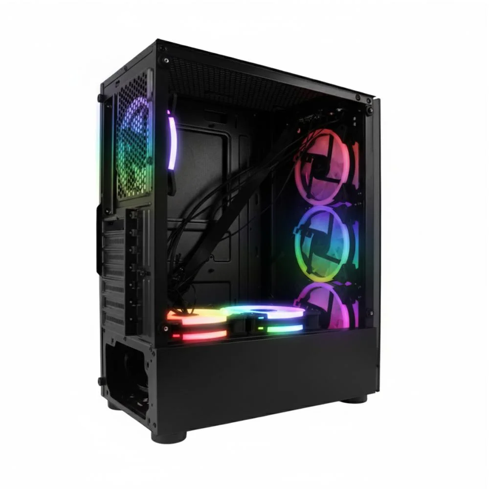 Imagem 5 de 5 do produto Gabinete Gamer 6 Ventoinhas RGB Mid Tower Atx Vidro Lateral Baia Para SSD/hdd
