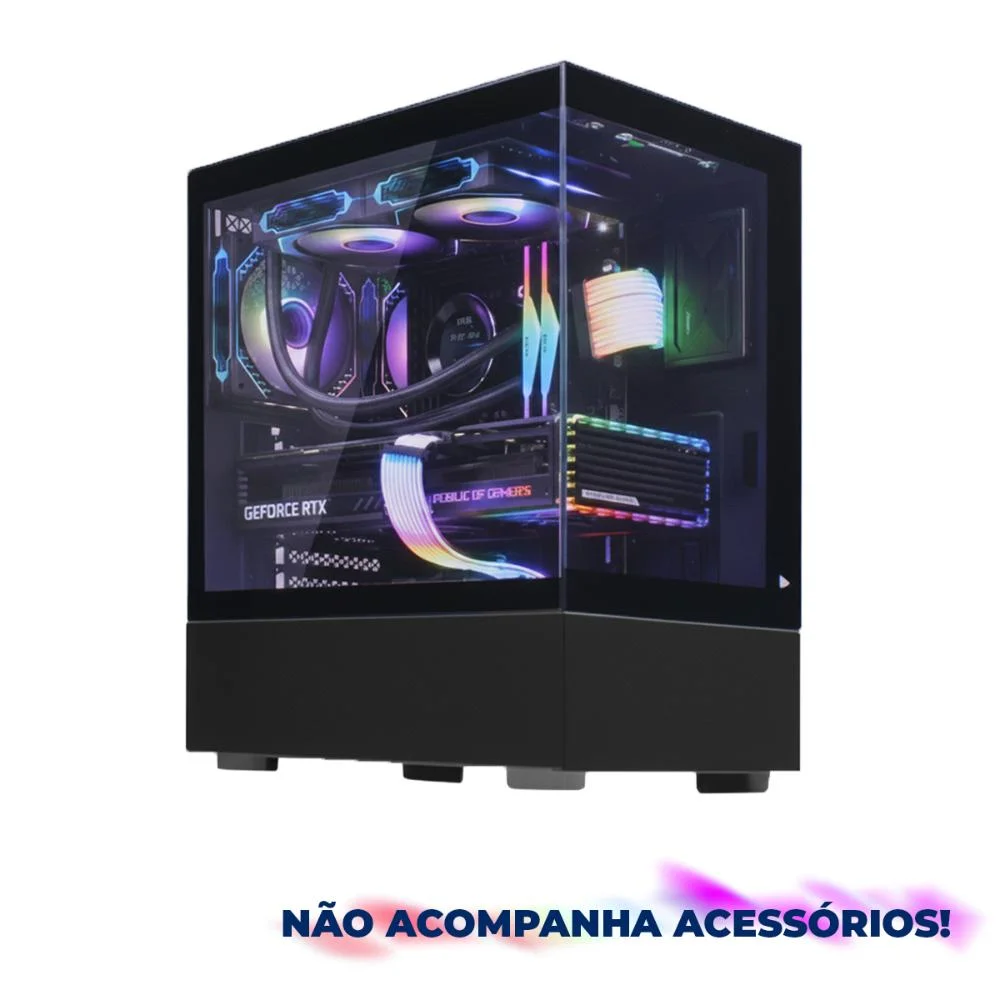 Imagem 2 de 5 do produto Gabinete Gamer Atx 3 Fans RGB Vidro Temperado Compatível Water Cooler 240mm