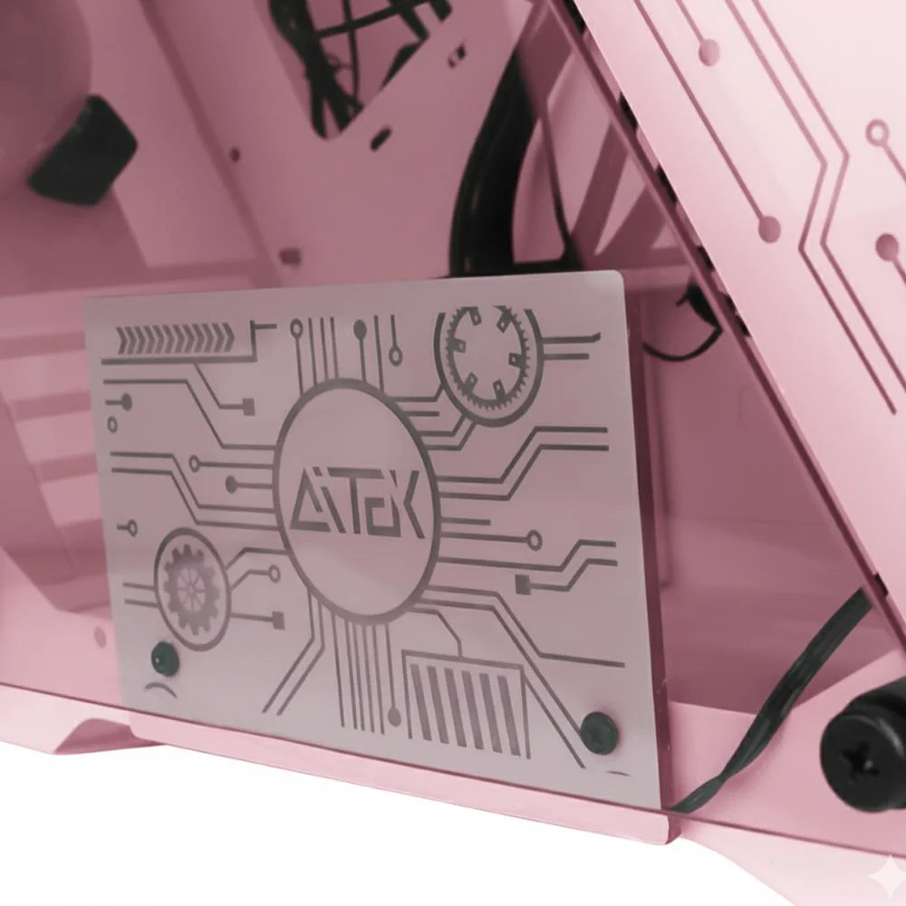 Imagem 4 de 5 do produto Gabinete Gamer  Rosa Vidro Temperado 6 Ventoinhas RGB Compatível Com Gpu De Até 295mm