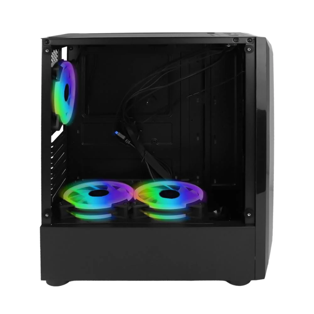 Imagem 3 de 5 do produto Gabinete Gamer Mid Tower Com 3 Fans RGB 12cm, Vidro Temperado E Usb 3.0