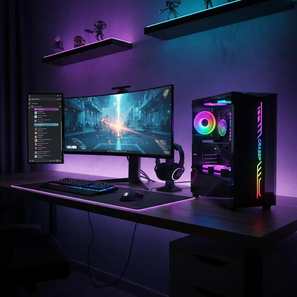 Imagem 4 de 5 do produto Gabinete Gamer Mid Tower Com 3 Fans RGB 12cm, Vidro Temperado E Usb 3.0