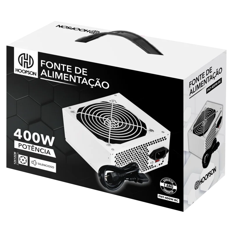 Imagem 2 de 5 do produto Fonte De Alimentação Atx Gamer Branca 400w Real Fnt-400w-bc