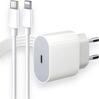 Carregador Turbo 40w Compatível Iphone X Xr 8 11 12 13 14 Plus Pro Max Ipad Duas Entradas Usb E Usb-c Tipo C Com Cabo Tipo C-lightning Carga Rápida Tecnologia Pd