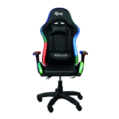 Cadeira Gamer Ergonômica Pollux, Braço 3d, Inclinação 135º, Suporta 150kg, LED RGB, Ch08bkRGB, Elg