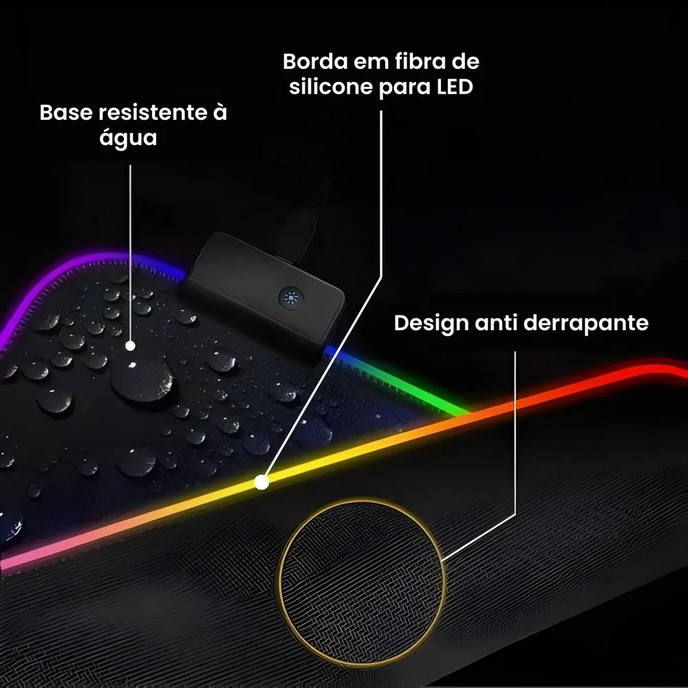 Imagem 5 de 5 do produto Mousepad Gamer RGB 13 Modos Microfibra Antiderrapante Lmp-10
