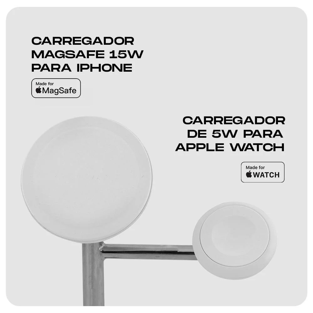 Imagem 3 de 5 do produto Carregador 3 Em 1, Wireless,   Iplace, Branco