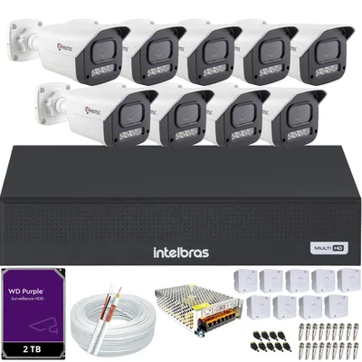 Kit 9 Câmeras Full Color C/áudio Dvr Intelbras 16ch 2TB Purple