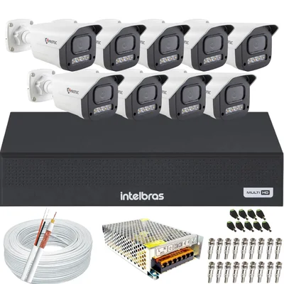 Kit 9 Câmeras Full Color C/áudio Dvr Intelbras 16 Canais S/hd