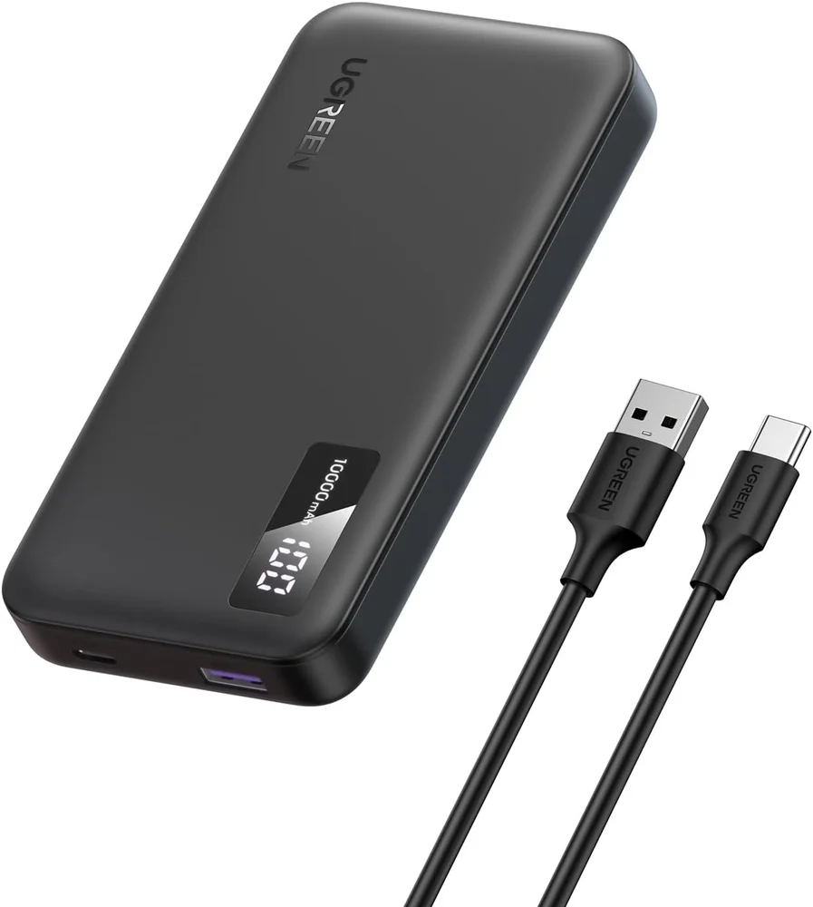 Ugreen Carregador Portátil Power Bank 10000mah Bateria Externa Rápido  22,5w, 20w, Usb A E Usb C Qc Pd 3.0, Visor Digital, LED