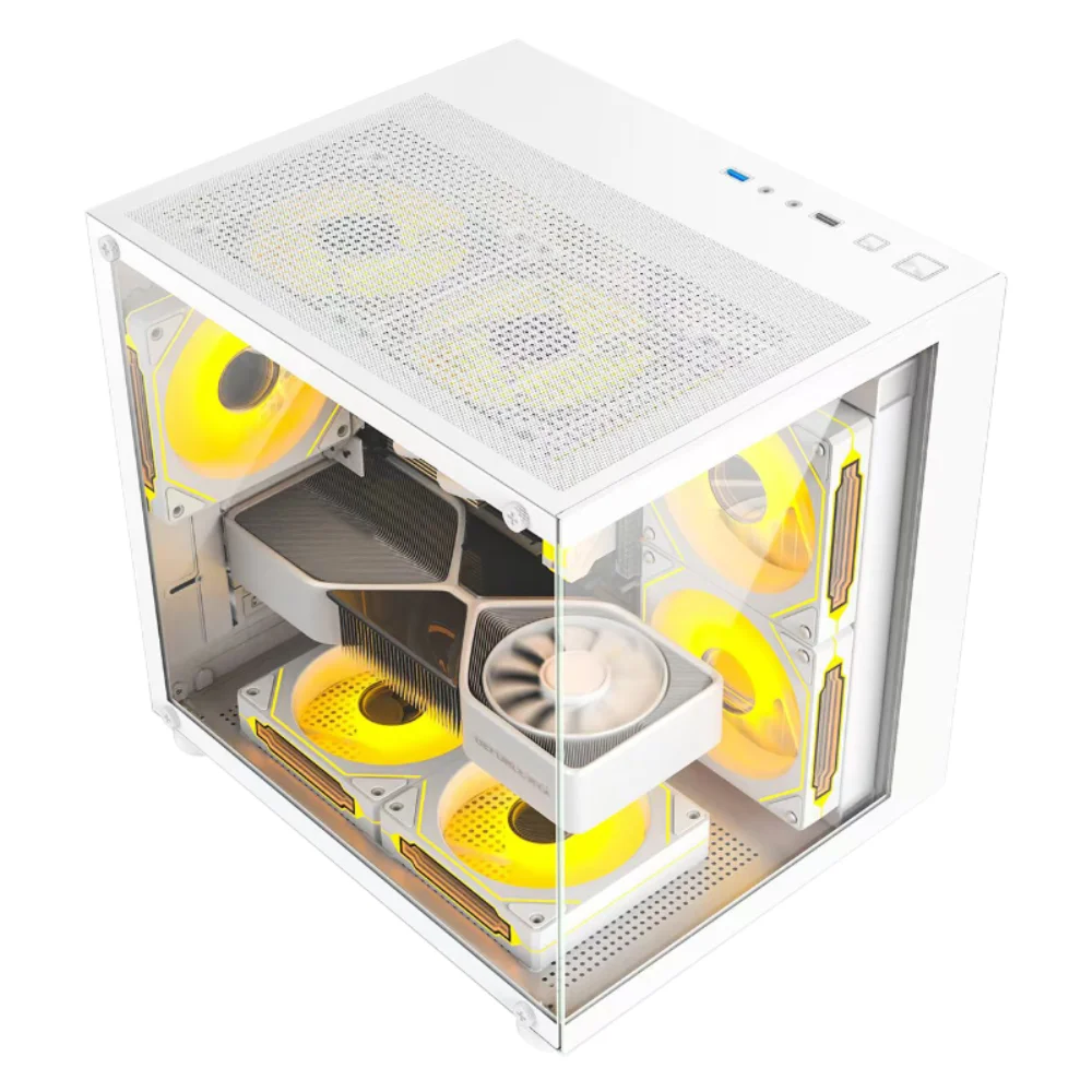 Imagem 3 de 4 do produto Gabinete Gamer Hayom Gb1797 Com 4 Fans RGB Com Vidro Branco