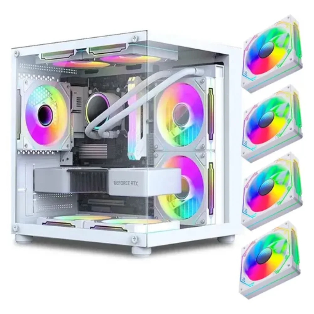 Imagem 4 de 4 do produto Gabinete Gamer Hayom Gb1797 Com 4 Fans RGB Com Vidro Branco