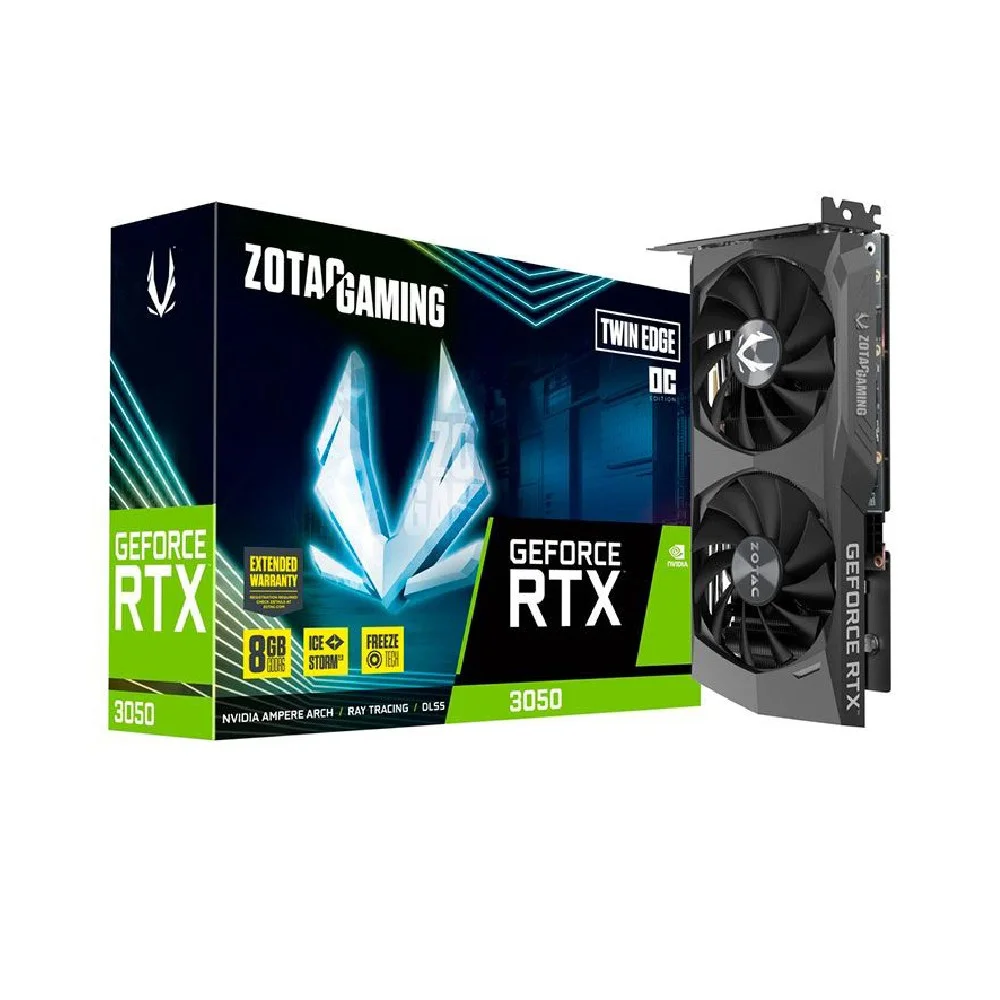 Placa De Video Zotac RTX 3050 Twin Edge 6gb Oc Gddr6 128bits - Zt-30510h-10l