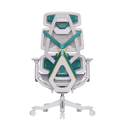 Cadeira Escritório Confortável Ergonômica Elements Vector - Branco E Verde