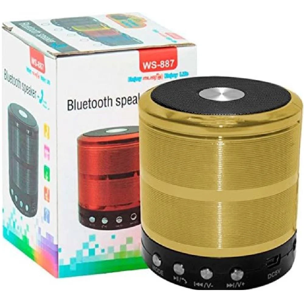 Imagem 3 de 3 do produto Mini Caixa De Som Speaker Com Bluetooth Usb Ws-887 Dourada
