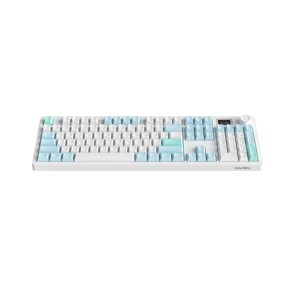 Imagem 2 de 5 do produto Teclado Mecanico Gamer Wireless Tri Mode Sem Fio Bluetooth 2.4g Hot Swap LED RGB Dareu A104 Pro Iceblue