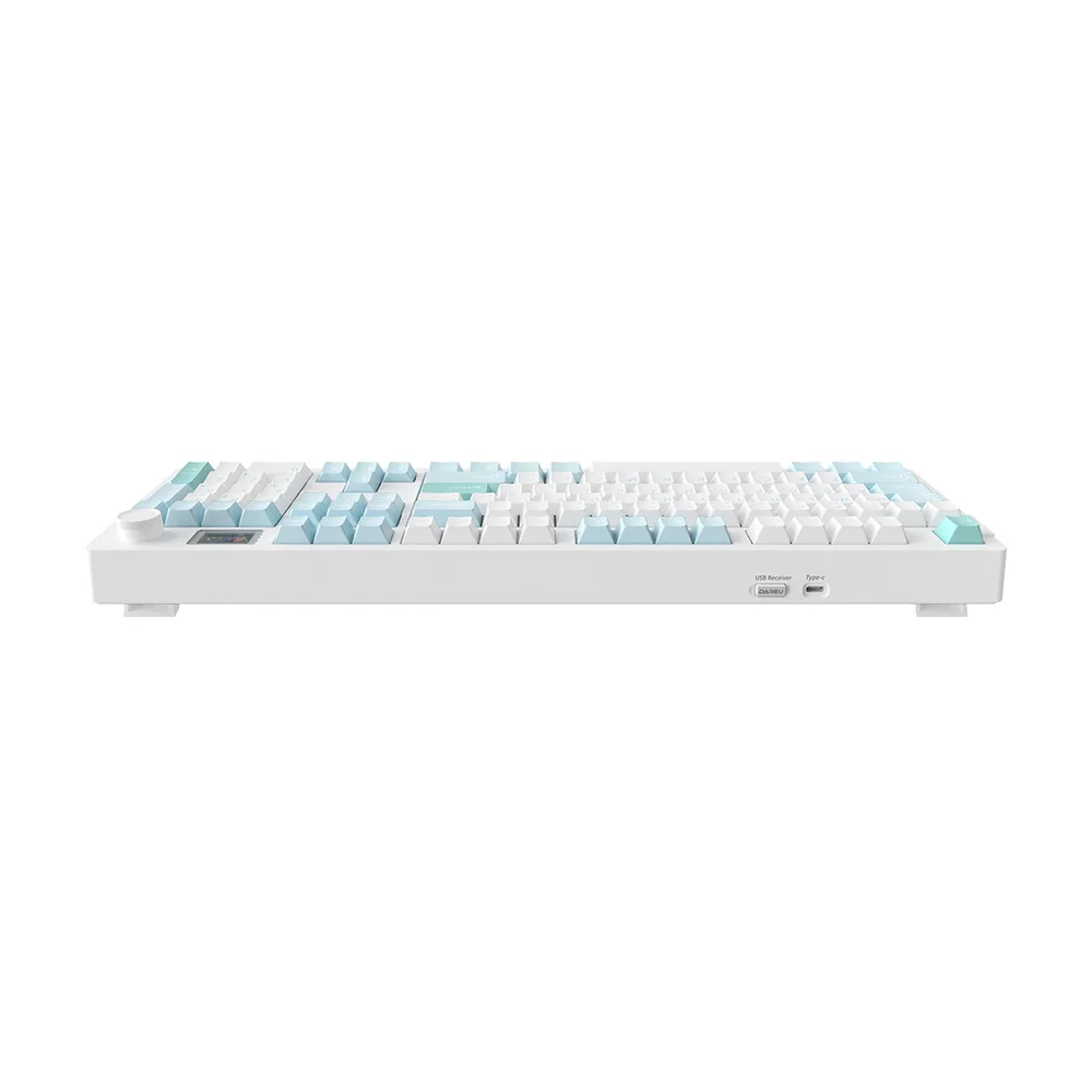 Imagem 3 de 5 do produto Teclado Mecanico Gamer Wireless Tri Mode Sem Fio Bluetooth 2.4g Hot Swap LED RGB Dareu A104 Pro Iceblue