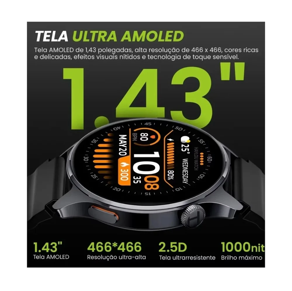 Smartwatch Haylou Watch 4S, Tela AMOLED 1.43", GPS Integrado, 120 Modos Esportivos, Assistente de... 6