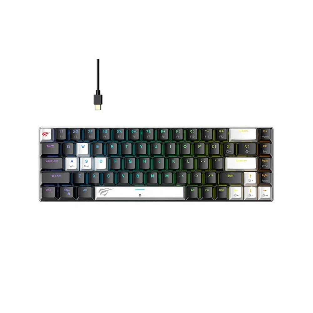 Imagem 2 de 3 do produto Teclado Gamer Mecânico Havit Kb906l RGB Com Interruptor Magnético Preto E Branco