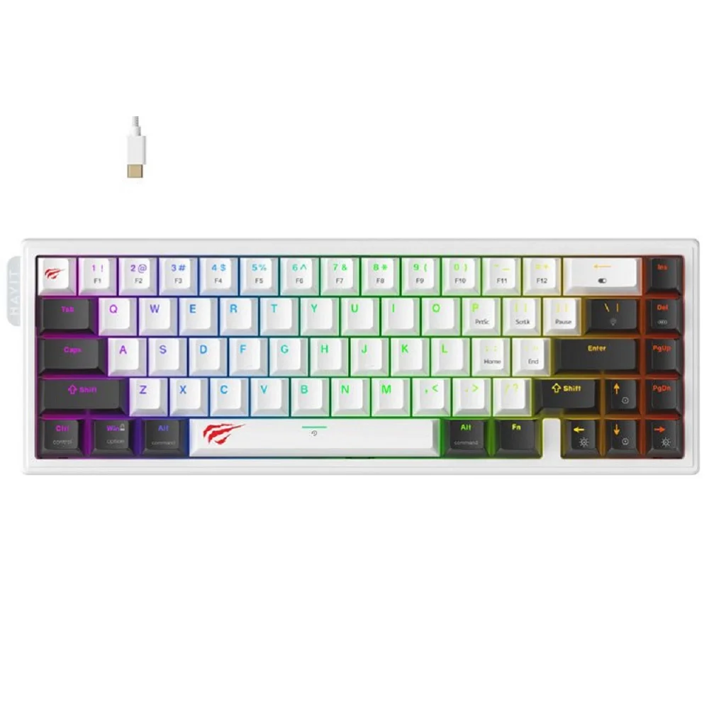 Teclado Gamer Mecânico Havit Kb900l RGB Com Interruptor Magnético Branco E Preto Teclado Gamer Mecânico Havit Kb900l RGB Com Interruptor Magnético Branco E Preto
