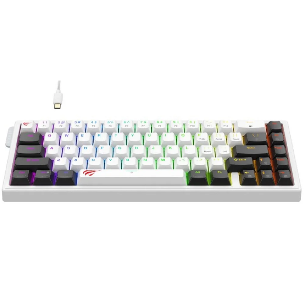 Teclado Gamer Mecânico Havit Kb900l RGB Com Interruptor Magnético Branco E Preto Teclado Gamer Mecânico Havit Kb900l RGB Com Interruptor Magnético Branco E Preto