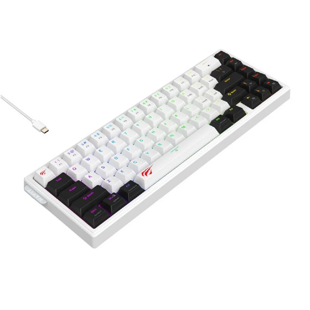Teclado Gamer Mecânico Havit Kb900l RGB Com Interruptor Magnético Branco E Preto Teclado Gamer Mecânico Havit Kb900l RGB Com Interruptor Magnético Branco E Preto
