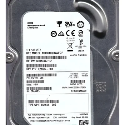 Hd 1TB Mb001000gwfgf Hpe 871332-001 2f2100-065 861695-002