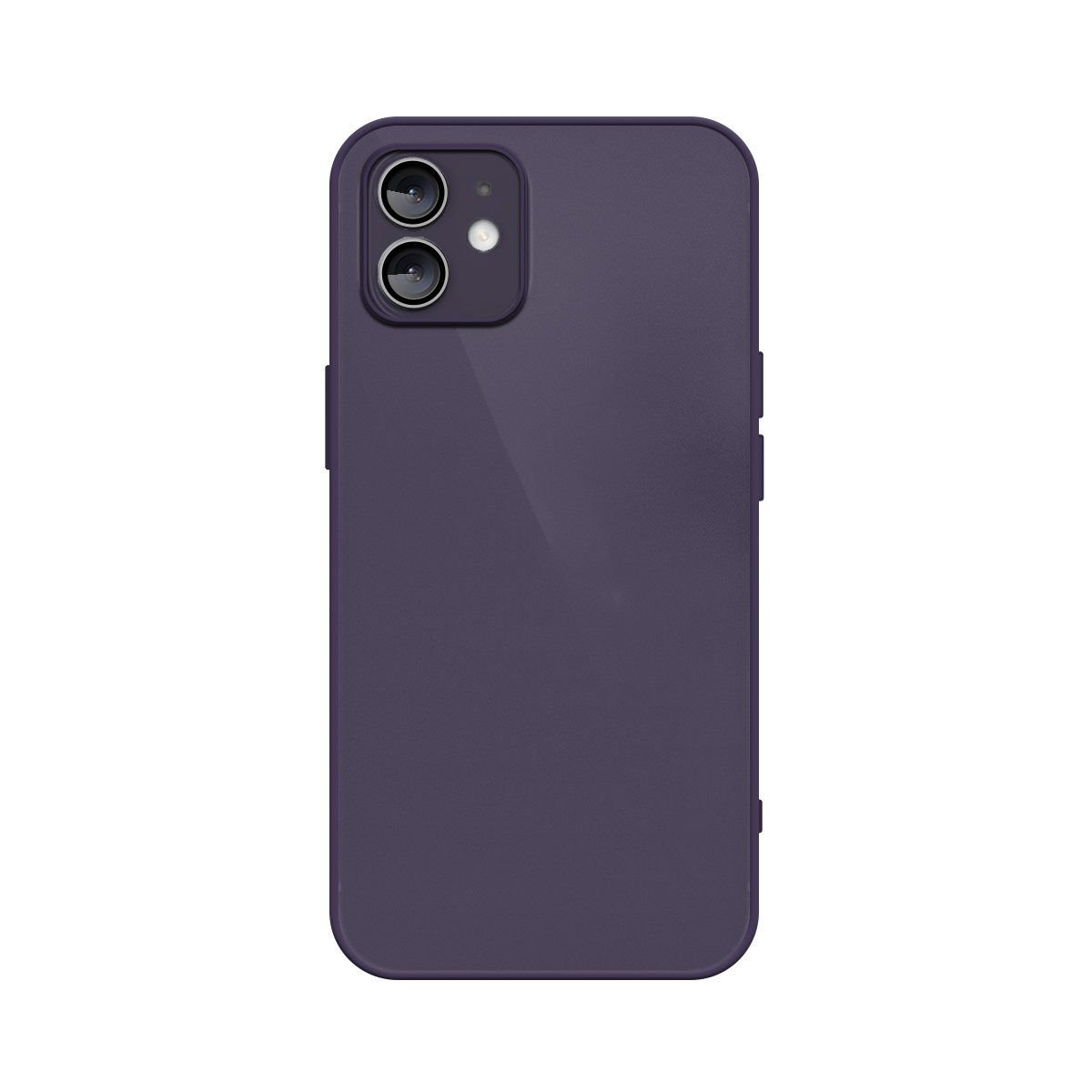 Capa Capinha Compatível Com Iphone 12 Vidro Fosco E Silicone Proteção De Cameras Cor: Roxo Escuro