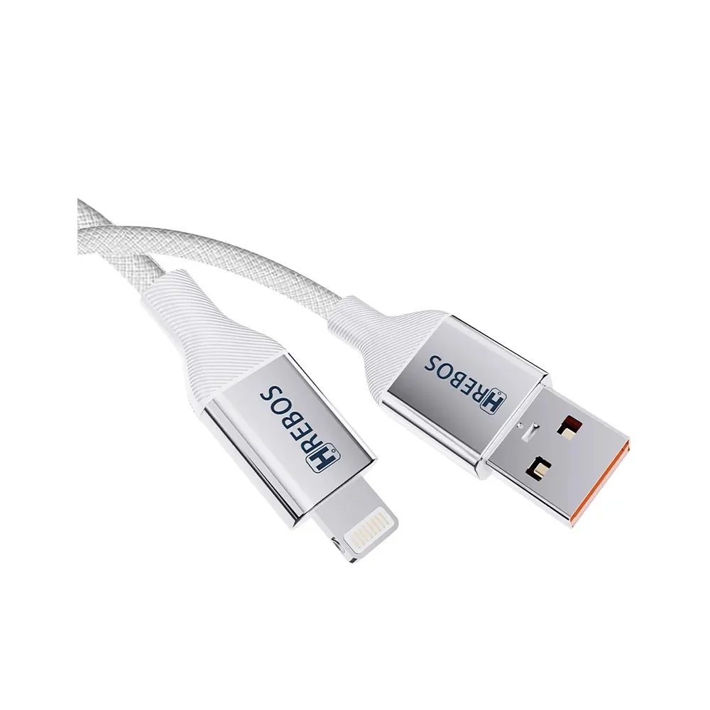Imagem 2 de 3 do produto Cabo Hrebos Soft Braid Usb Lightning 27w Turb Cb-506i Branco