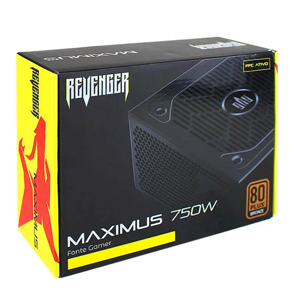 Fonte De Alimentação Gamer 750w Bivolt – 80 Plus Bronze, Ultra Silenciosa