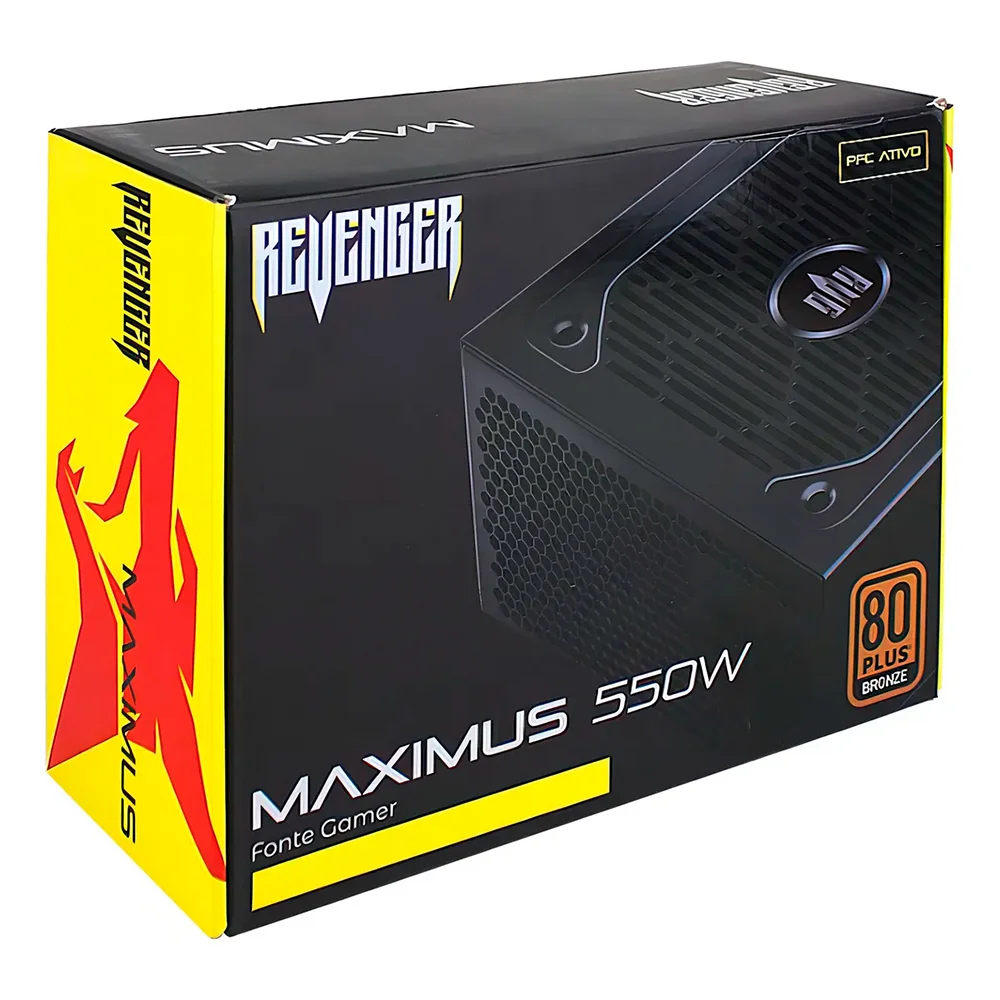 Fonte De Alimentação 550w Pfc Ativo PC Gamer Maximus 550w Pfc Ativo – 80 Plus Bronze