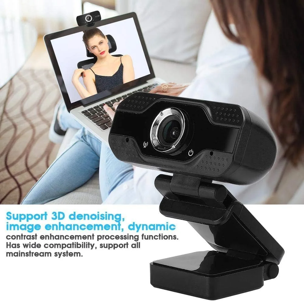 Imagem 5 de 5 do produto Webcam Full Hd 1080p Com Microfone Para Computador E Notebook – Câmera Usb Plug & Play Com Redução De Ruído E Suporte Ajustável Para Aulas Online, Reuniões E Home Office