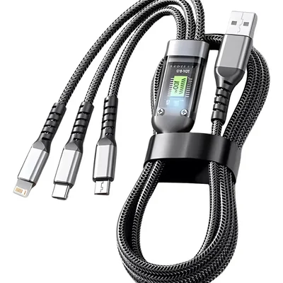 Cabo Carregador Rápido 3 Em 1 Tipo C, Micro-usb, Para Iphone