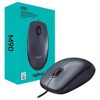 Mouse Logitech M90 Óptico Preto Usb Com Fio   C/ Nfe Preto