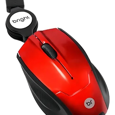 Mini Mouse Cabo Retrátil Usb Vermelho