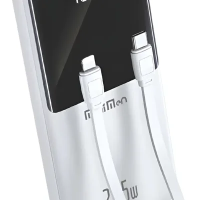 Power Bank Mm-cdb327 10.000 Mah 22,5w Com 2 Cabos Integrados Branco
