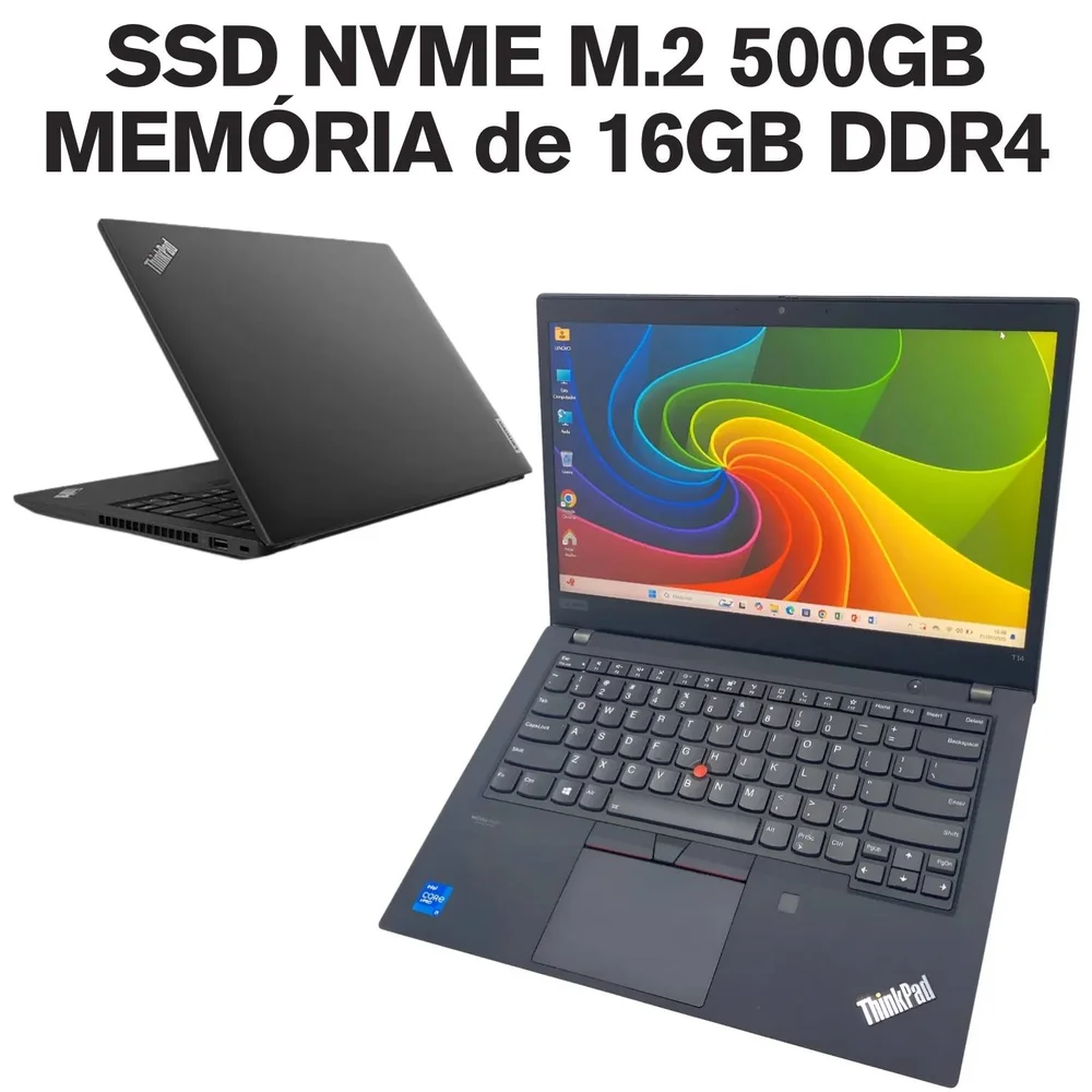 Imagem 5 de 5 do produto Usado - Notebook Lenovo Thinkpad T14 Core i5 SSD 256gb 16gb Tela Touch WINDOWS 11 Pro