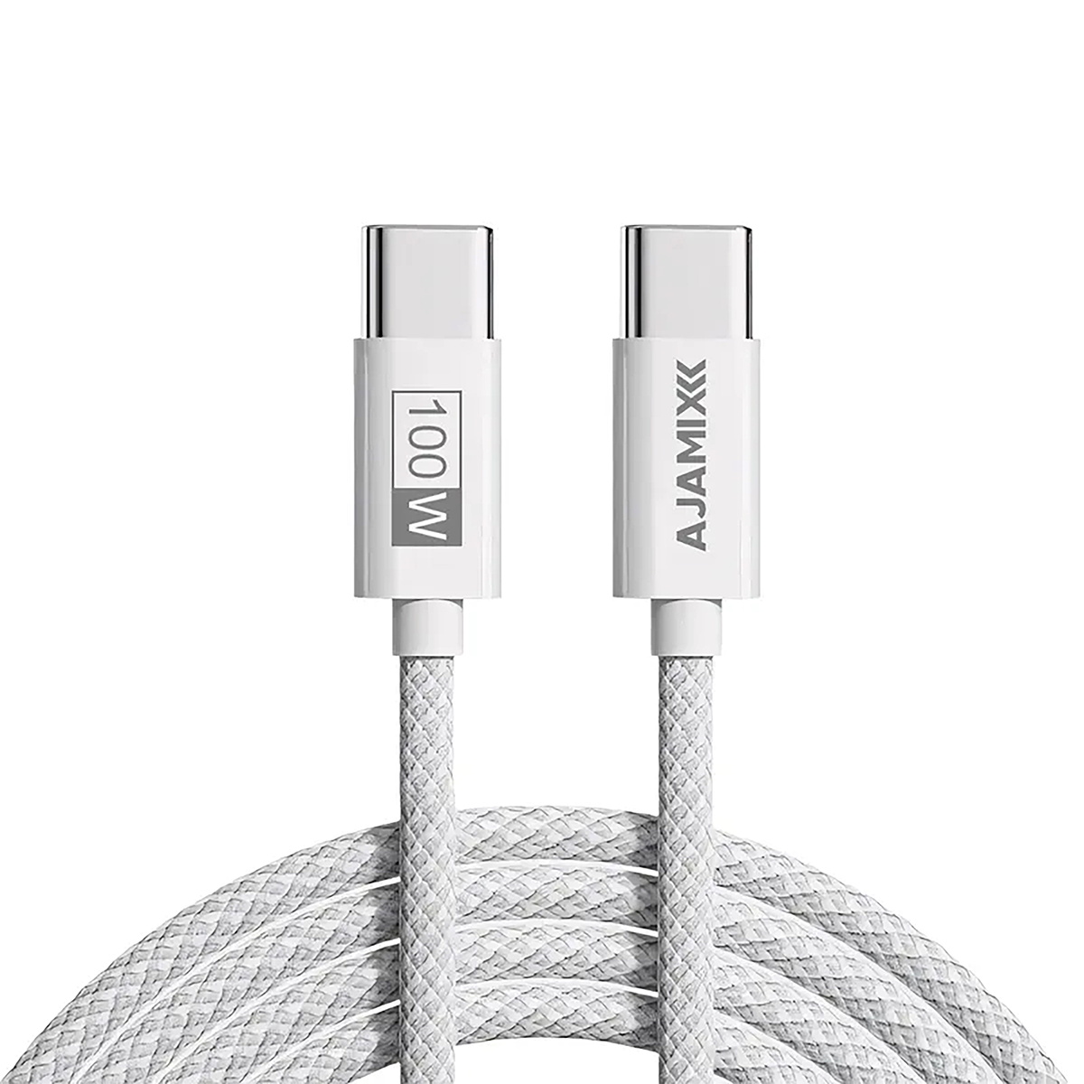Cabo Usb-c Ajamix 2m Usb-c Para Usb-c 100w Pd Carregamento Rápido Chip Inteligente Nylon Trançado Premium