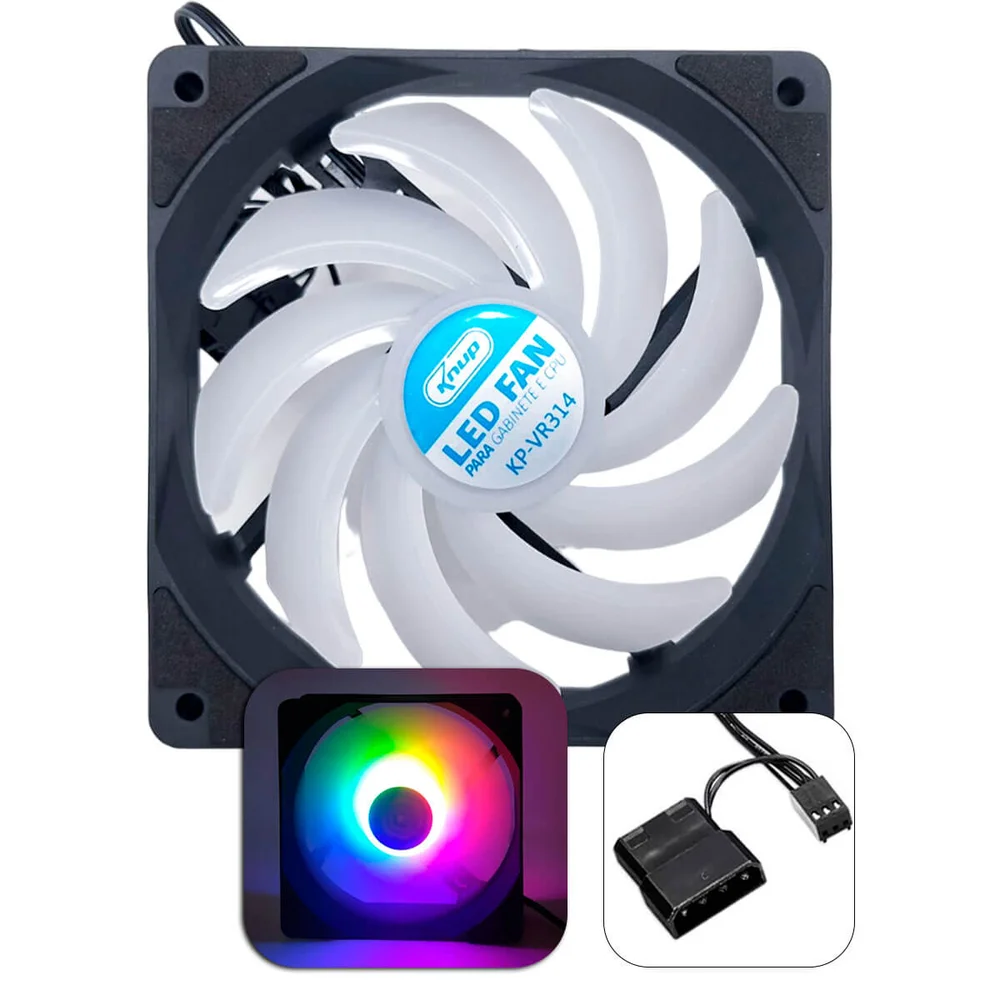 Ventoinha Fan Cooler LED Colorido Para Gabinete E Cpu Silencioso 7