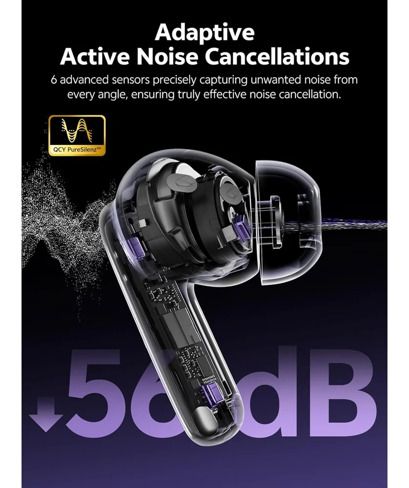 Imagem 4 de 5 do produto Fone De Ouvido Qcy Melobuds N70, Anc, Hi-res Ldac Wireless, Bluetooth 6.0 Ipx5, 50h Bateria Titânio