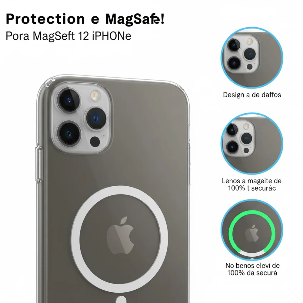 Imagem 3 de 3 do produto Capa Case Transparente Magsafe Iphone 12 Pro Proteção De Câmera Transparente Lisa