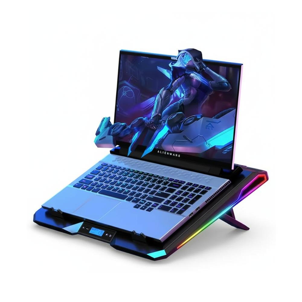 Suporte Gamer Para Notebook RGB Com Cooler Turbo Silencioso E 7 Níveis De Altura