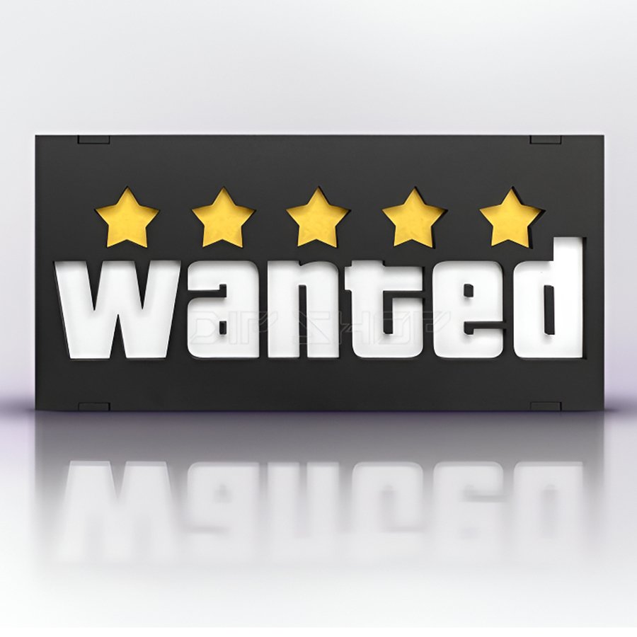 Luminária Gamer Exclusiva Wanted Procurado Gta 6 Com LED Bivolt
