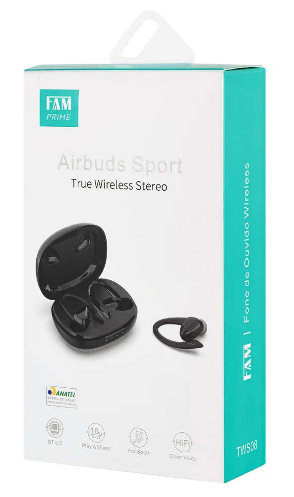 Imagem 2 de 4 do produto Fone De Ouvido Bluetooth Fam Airbuds Sport Tws08 - Preto