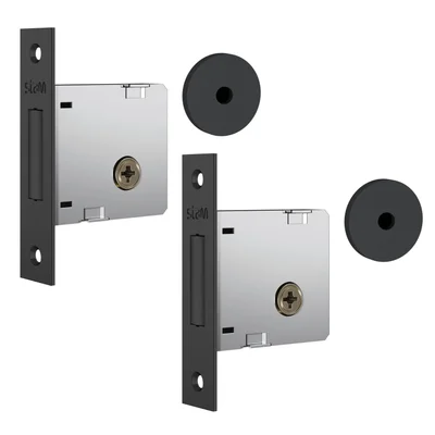 Fechadura De Segurança Trava Auxiliar 1004 Par Tetra Chave Roseta Redonda Preto Fosco 40mm Stam