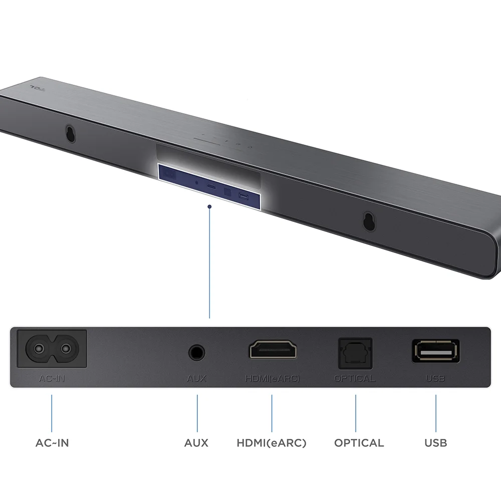 Caixa de Som Soundbar TCL 2.1CH S55H Canais Preto 220W Caixa de Som Soundbar TCL 2.1CH S55H Canais Preto 220W