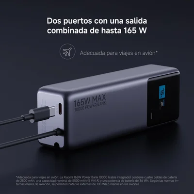 Carregador Portátil Ultra Rápido Xiaomi Power Bank Bhr9361gl 10000mah 165w, Cabo Integrado - Cinza