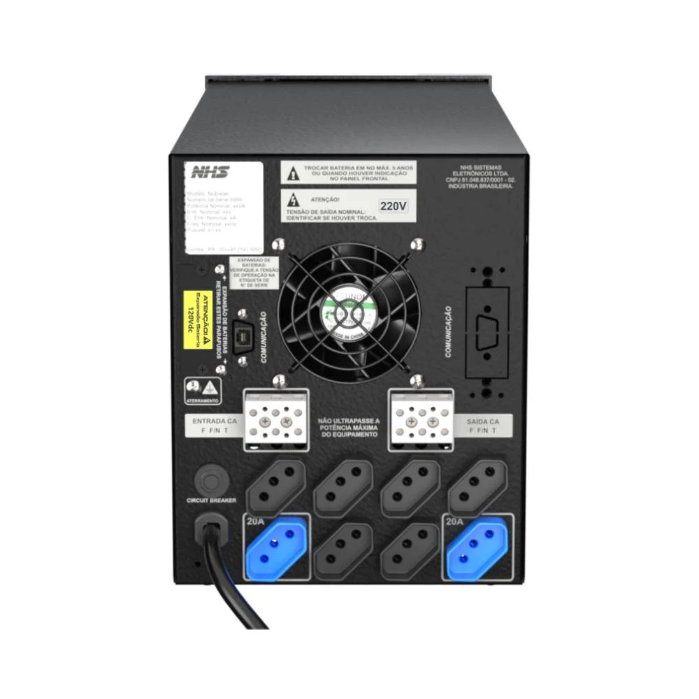 Imagem 2 de 3 do produto Nobreak Nhs Premium On Line Giii 3000va Mono Ent/sai 220v 10x5ah 12v 8 Tomadas - 92.a1.030700