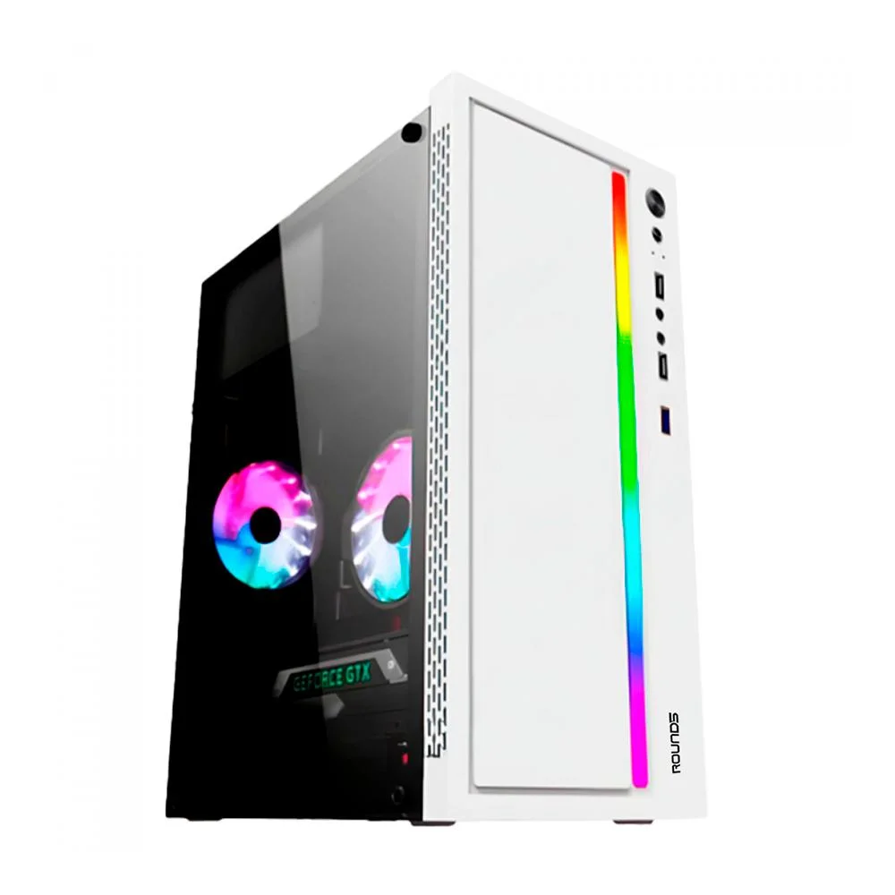 Gabinete Gamer Round5 Viper White RGB Mid Tower Matx Sem Fans Branco