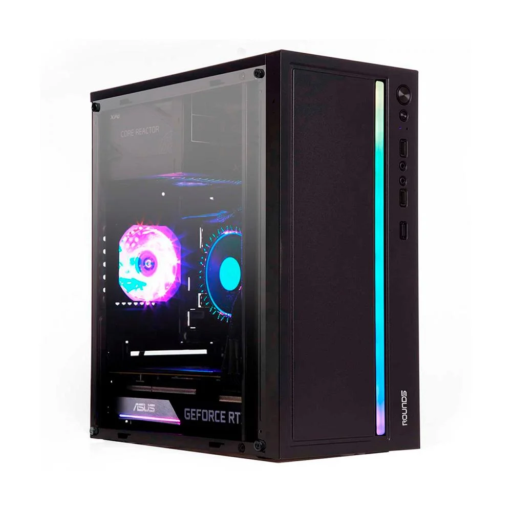 Gabinete Gamer Round5 Viper Black RGB Mid Tower Matx Sem Fans Preto