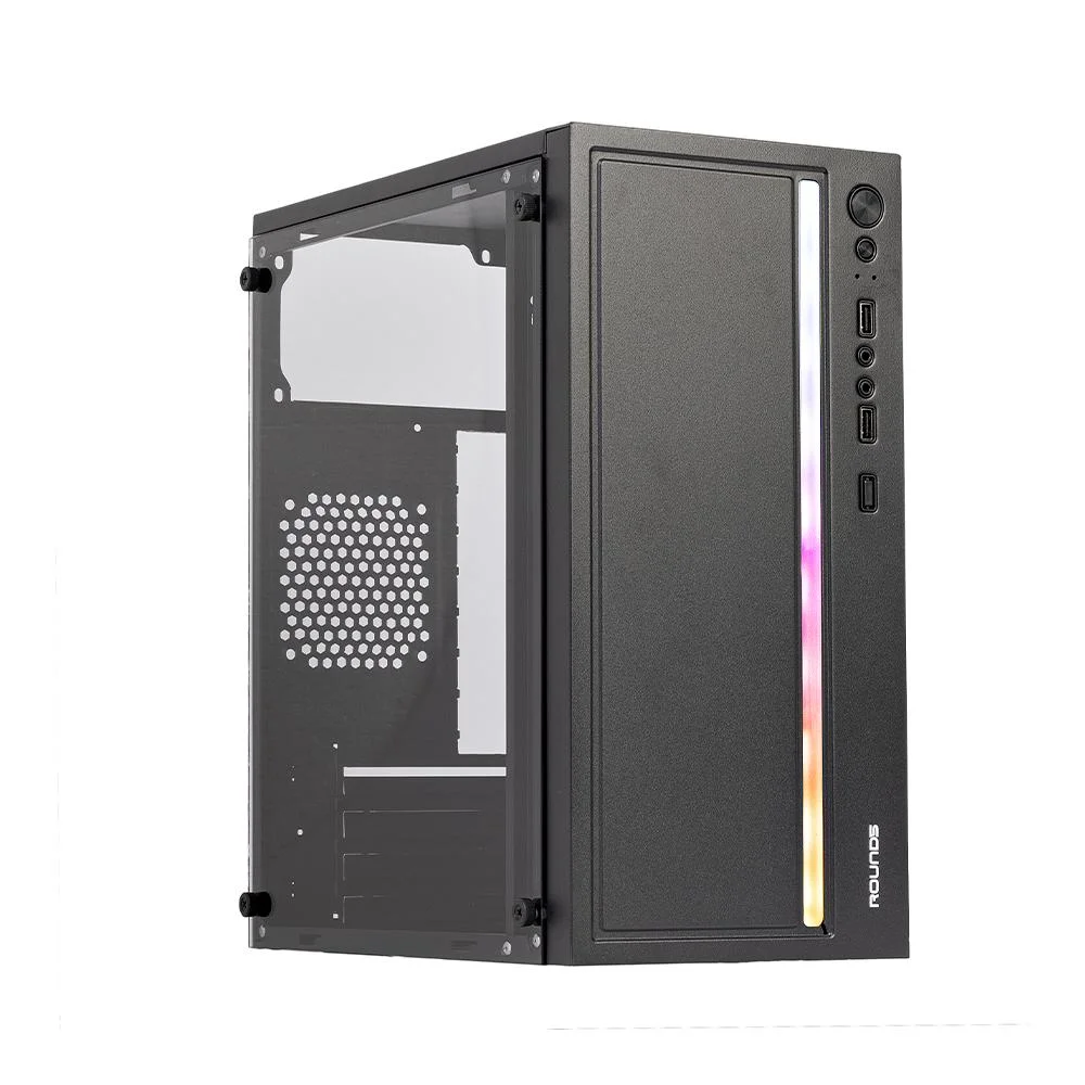 Imagem 2 de 5 do produto Gabinete Gamer Round5 Viper Black RGB Mid Tower Matx Sem Fans Preto